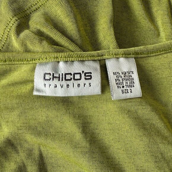 Chico's Green V-Neck Sweater Lightweight Knit - Picture 3 of 3